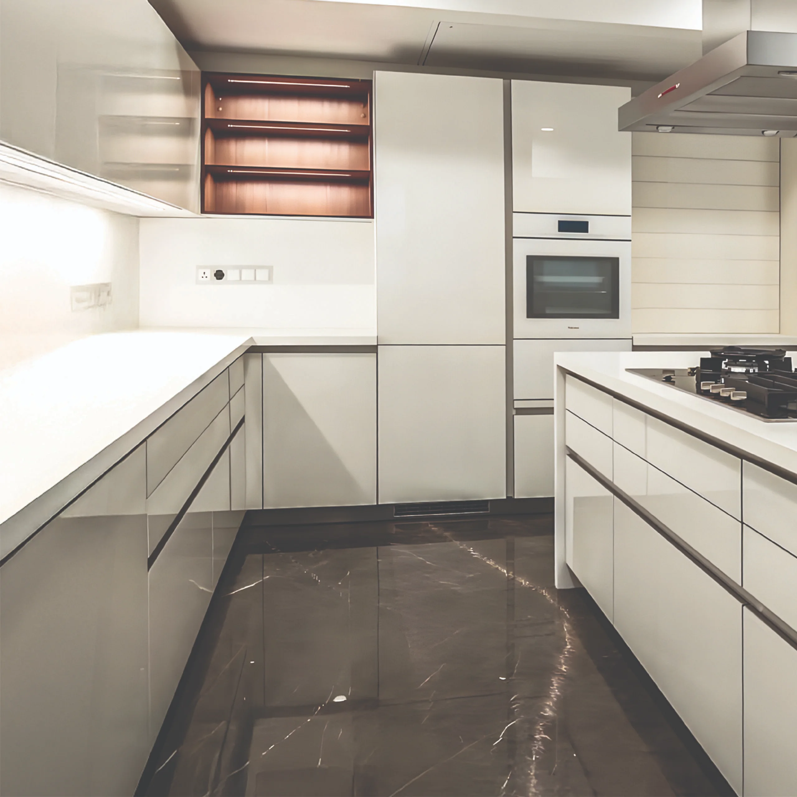 White L-shaped kitchen Pune