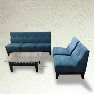 Blue sofa set with chair