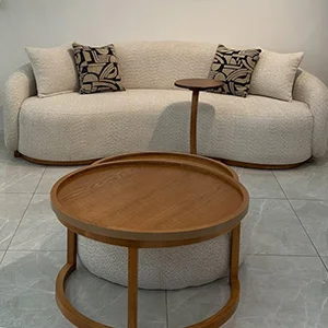 Curved sofa with centre table