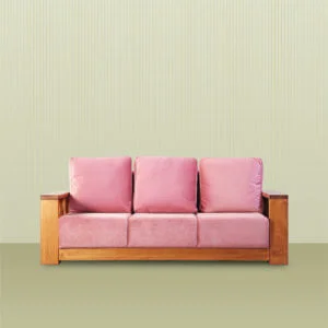 Pink three seater sofa