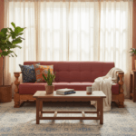 A warm Indian home interior with thoughtfully designed solid wood furniture creating comfort and everyday living harmony.